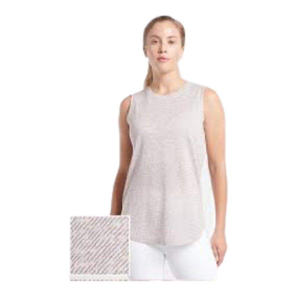 Athleta Breezy Printed Tank in Wandering Line Veil Grey XXSmall